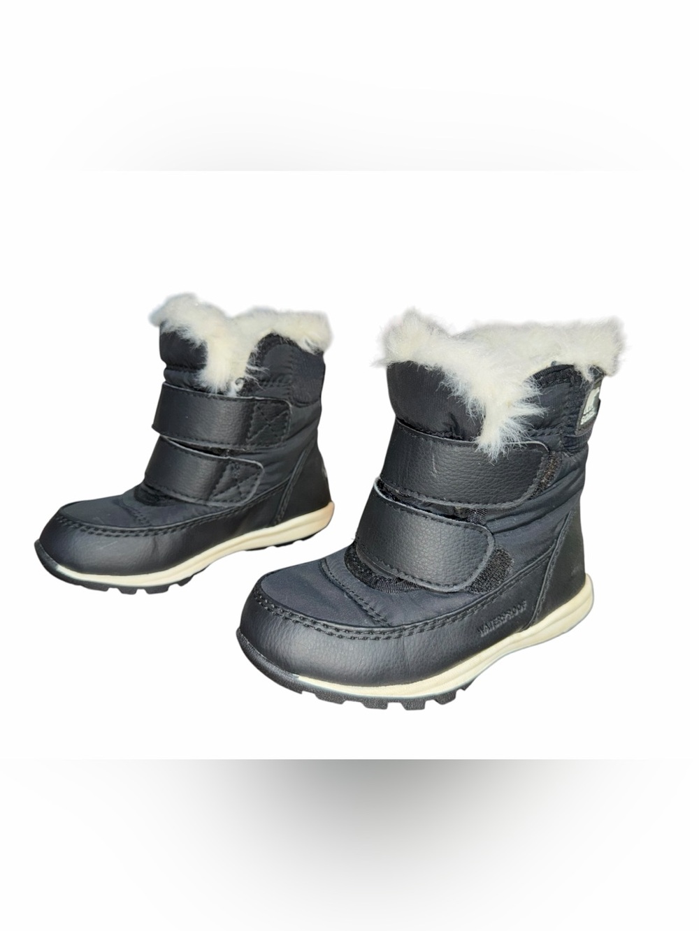 SOREL Kids Whitney II Strap Waterproof Winter Snow Boots, black faux fur, 7c